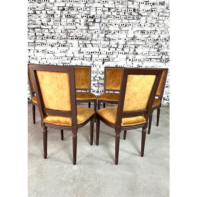 Mid 20th Century Louis XVI Style Square Back Dining Chairs – Set of 6 For Sale - Image 5 of 5