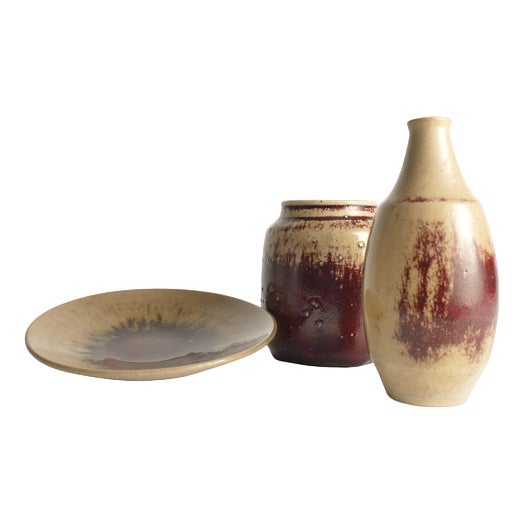 Oxblood Glazed Stoneware Pieces by Henning Nilsson, 1960s, Set of 3 For Sale