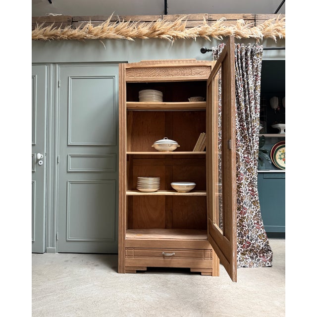 Art Deco Display Cabinet in Natural Oak, 1930s For Sale - Image 6 of 18