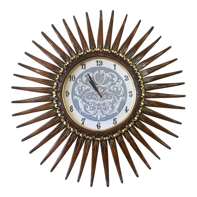 1980s Italian Wood Wall Swacth Clock Handcrafted From Tuscania For Sale