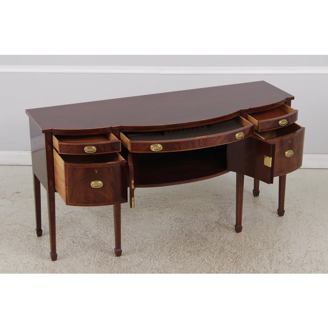 1980s Kindel National Trust Mahogany Inlaid Buffet Sideboard For Sale - Image 5 of 18