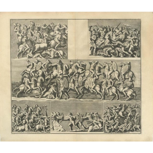 Baroque Montfaucon, Cavalry and Infantry Battle Reliefs in Six Scenes, 1722, Engraving For Sale - Image 3 of 8