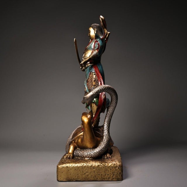 This impressive vintage statue depicts Zhenwu Emperor (also known as Xuantian Shangdi), a powerful Daoist deity associated...