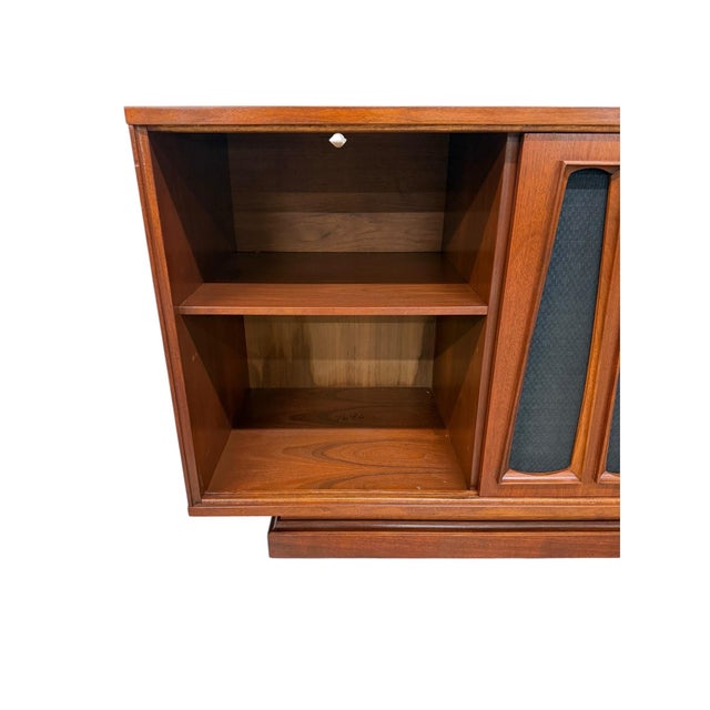 Mid-Century Modern Tambour Walnut Media Cabinet Sideboard - Refinished! For Sale In Philadelphia - Image 6 of 8