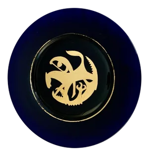 Kosta Boda 1972 Cobalt Blue Glass Gilt Annual Plate