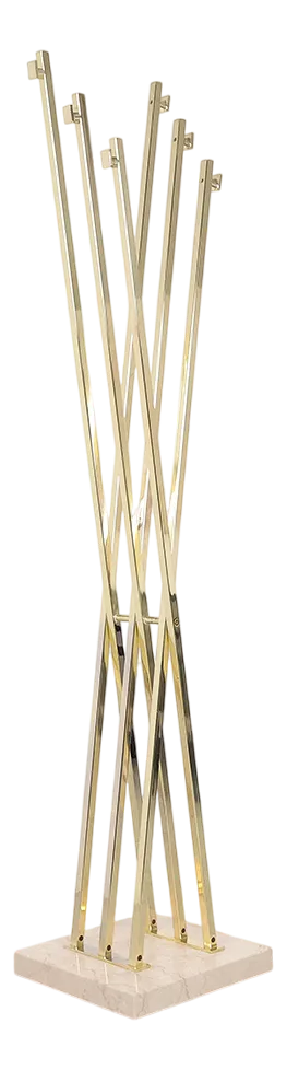 Brass and Travertine Standing Coat Rack, 1970s
