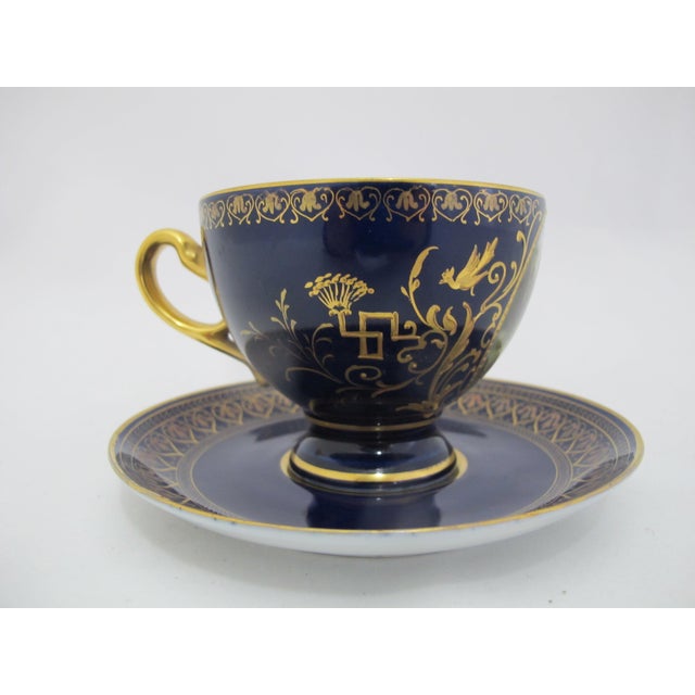 Late 19th Century Victorian Carl Knoll Carlsbad Gilt Hand Painted Landscape Porcelain Coffee Cup & Saucer For Sale In Portland, OR - Image 6 of 9