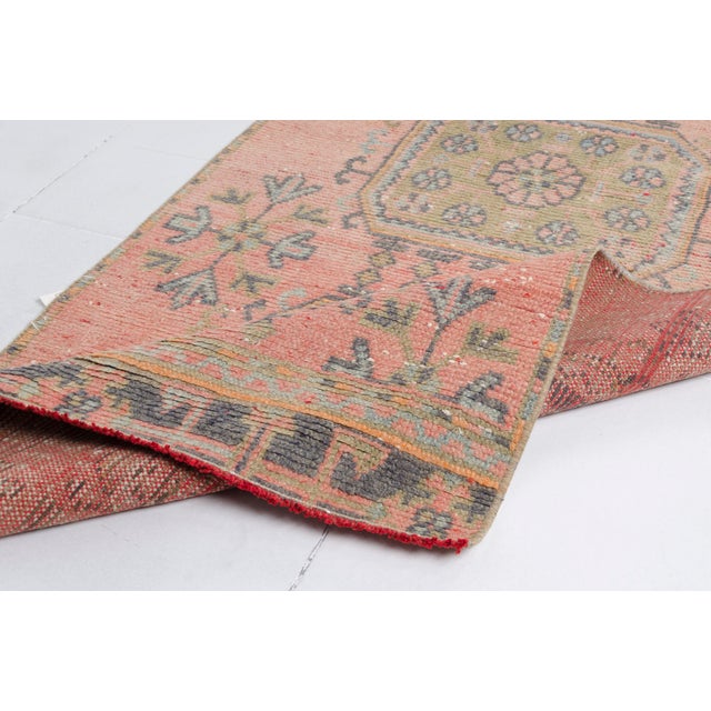 1950s Muted Pale Pink Turkish Runner For Sale - Image 9 of 10