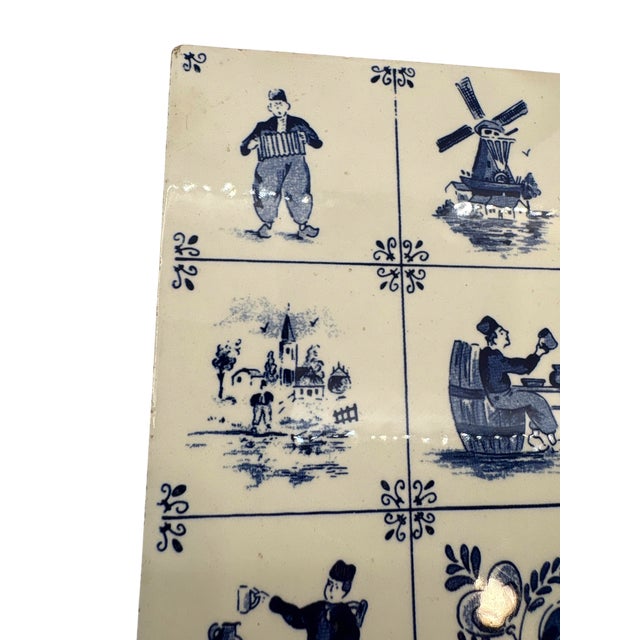 Mid 20th Century Mid 20th Century Delft V&b Mettlach Blue and White Tile For Sale - Image 5 of 8