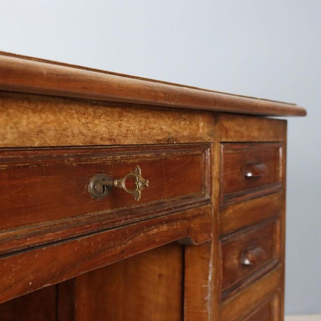 Antique Italian Walnut Desk with Green Inlay, 1900s For Sale - Image 4 of 11