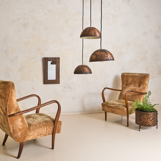 Mid-Century Modern Italian Etched Copper Maple Leaf Pendant Light by Victor Cerrato, 1960s For Sale - Image 3 of 10