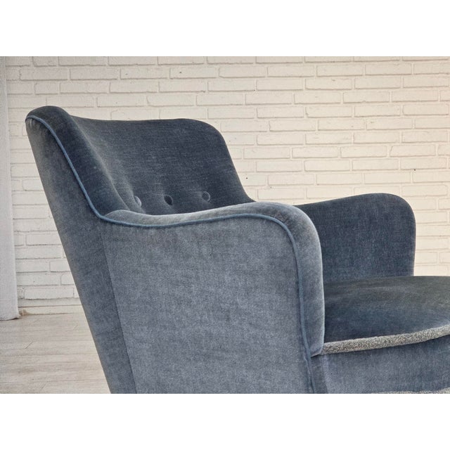 Vintage Danish Lounge Chair in Furniture Velour and Beech Wood, 1960s For Sale - Image 18 of 18