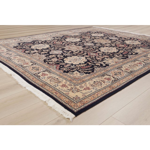 Ink Blue Vintage Chinese Nain Rug, 08'00 X 09'07 For Sale - Image 8 of 10