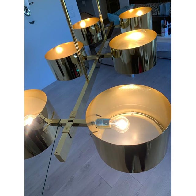 White Italian Sputnik Pendant Light in Metal Gold from Stilnovo For Sale - Image 8 of 13