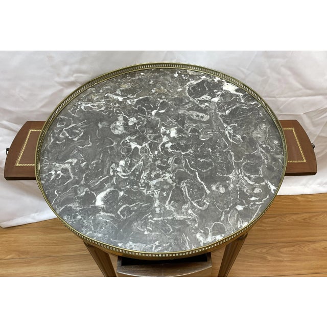 Traditional Circa 1940's Bouillotte Marble Top Table For Sale - Image 3 of 5