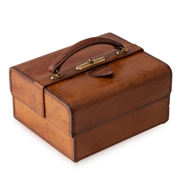 Antique Victorian Leather and Brass Jewellery Case, 1900 For Sale - Image 10 of 10