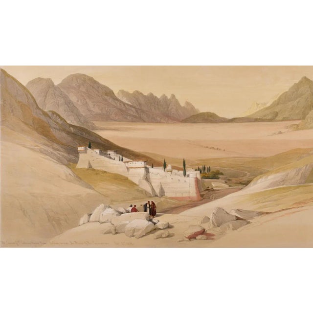 Realism Convent of St. Catherine, Mount Sinai: Roberts' 19th C. Hand-Colored Lithograph, 1844 For Sale - Image 3 of 4