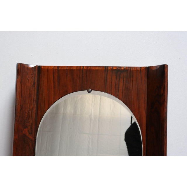Vintage Italian Modern Rosewood Wall Mirror Designed by Donati for Stil Glass For Sale - Image 9 of 12