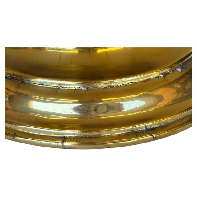 1950s Early 20th Century Arts and Crafts Footed Brass Bowl with Ring Handles 1920s For Sale - Image 5 of 17