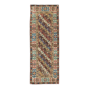 Early 20th Century Handmade Caucasian Kazak Runner with a Tribal Design