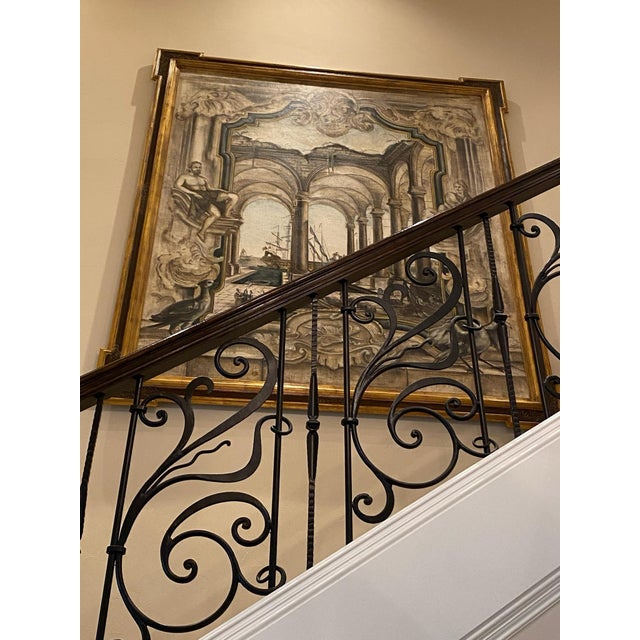 Italian Fresco Painting on Canvas, Framed For Sale - Image 3 of 5