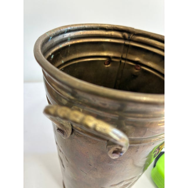 Vintage Embossed Grapevine Solid Brass Vase With Handles For Sale - Image 10 of 10