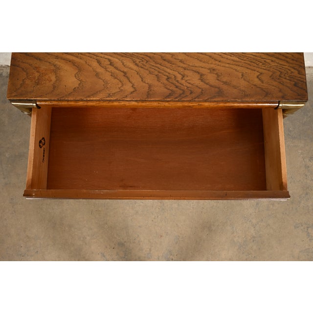 Drexel Heritage Mid-Century Modern Hollywood Regency Campaign Walnut Nightstand, 1970s For Sale In South Bend - Image 6 of 17