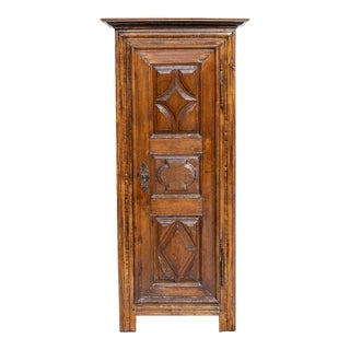 Early 19th Century Handmade Carved Oak Wardrobe with Lock For Sale