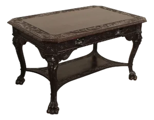 Antique Victorian Carved Mahogany Partners Desk