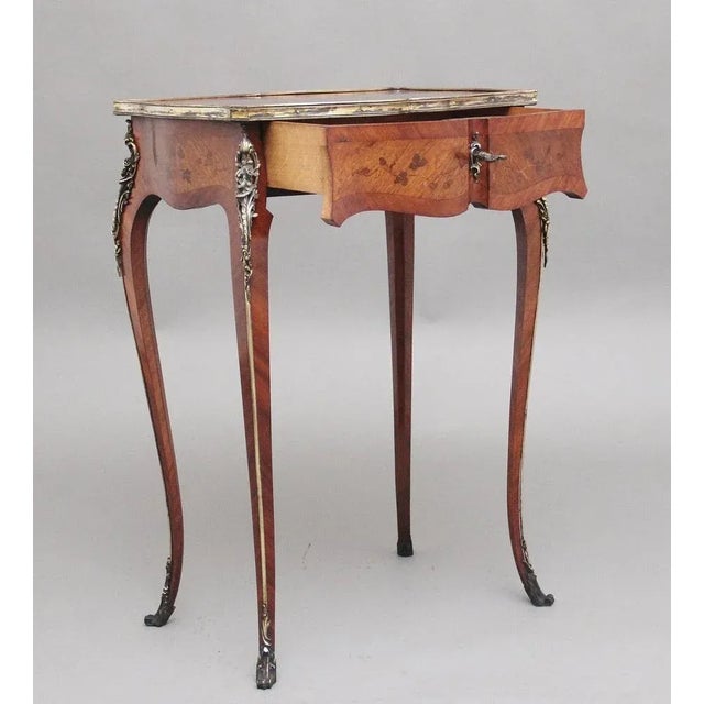 19th Century French Freestanding Kingwood and Marquetry Side Table, 1880s For Sale - Image 9 of 13