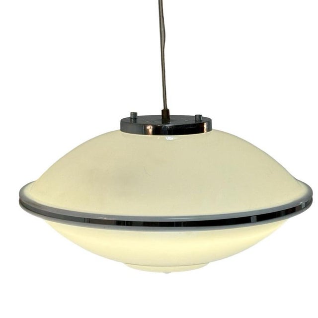 Vintage Space Age Italian Pendant Lamp in White Acrylic, 1970s For Sale - Image 6 of 11