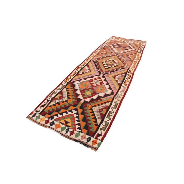 Boho Chic Mid 20th Century Colorful Vintage Kilim Runner For Sale - Image 3 of 7
