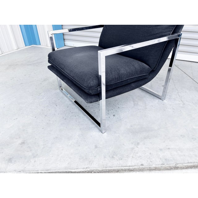1970s Vintage Chrome Lounge Chairs Styled After Milo Baughman - Set of 2 For Sale - Image 11 of 12