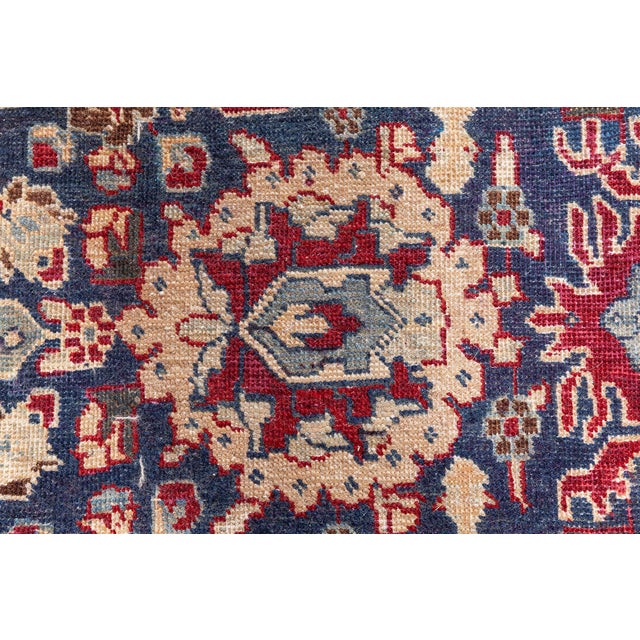 Beige Antique Persian Tabriz Botanic Red, Yellow Handmade Wool Rug For Sale - Image 8 of 12