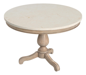 Danielle 44 in. W Round Marble and Wood Pedestal Dining Table, Sandalwood Beige