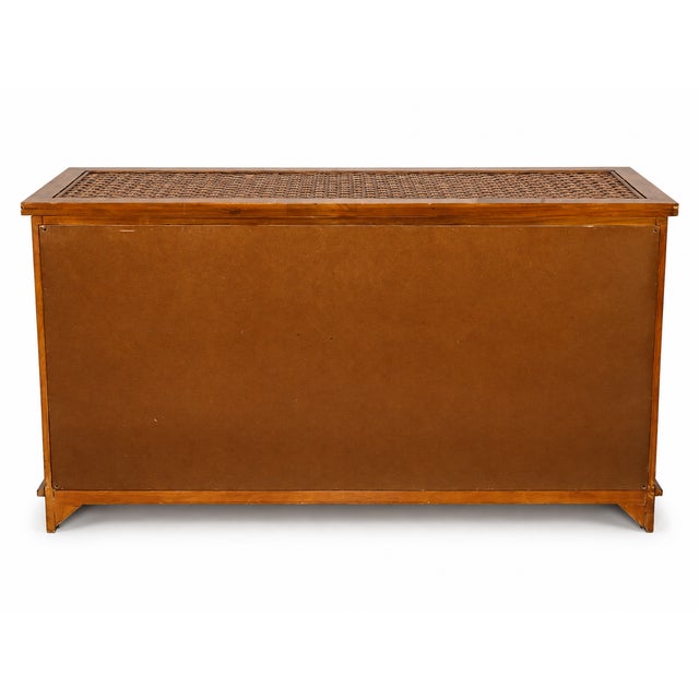 1980s Vintage Woven Rattan and Wood Credenza Sideboard For Sale - Image 10 of 11