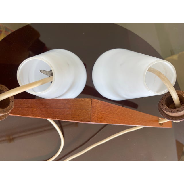 Danish Teak Hanging Light in White Opaline Glass, 1960s For Sale - Image 11 of 13