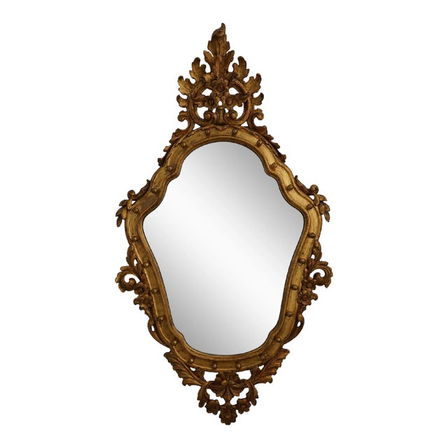 Vintage Italian Gold Frame Decorator Mirror For Sale