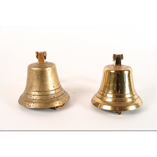Early 20th Century Vintage Wall-Mounted Brass Bells—A Pair For Sale - Image 5 of 10