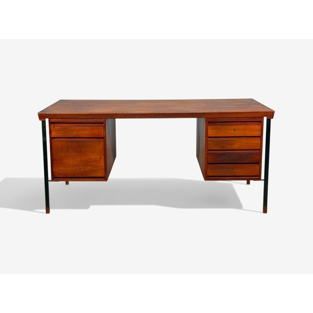 Mid-Century Modern Peter Hvidt & Orla Mølgaard-Nielsen, Executive Desk, Teak, Steel, Denmark, 1959 For Sale - Image 3 of 17