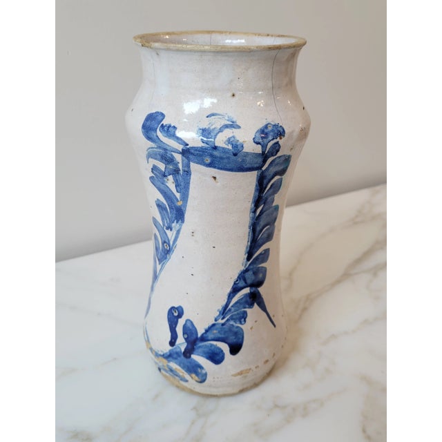 Antique White 19th Century Antique Spanish Pharmacy Jar, Known as an Albarelos For Sale - Image 8 of 8