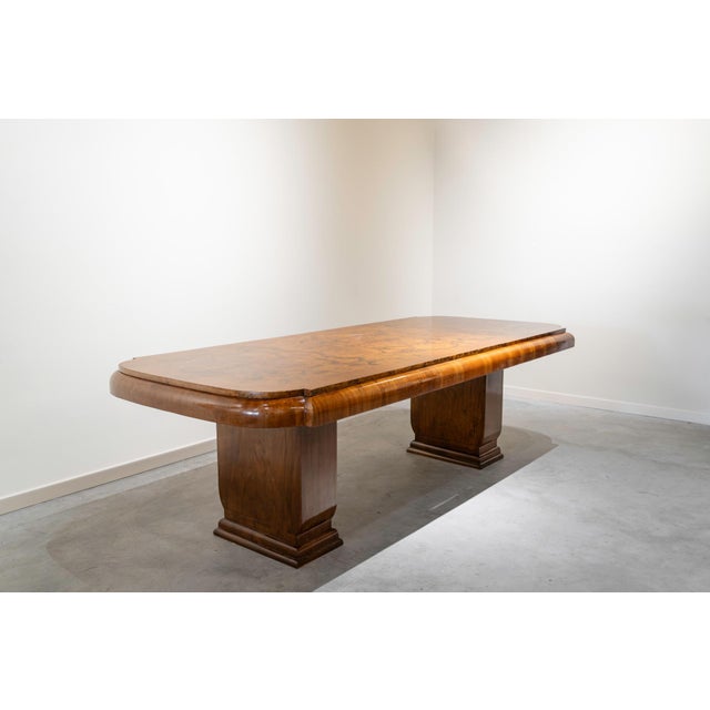 Large Art Deco Dining Table in Honey-Colored Walnut and Burl Wood, England, 1920 For Sale - Image 12 of 12