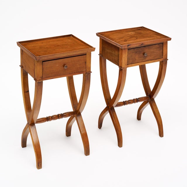 Pair of French Curule Directoire Side Tables For Sale - Image 4 of 9