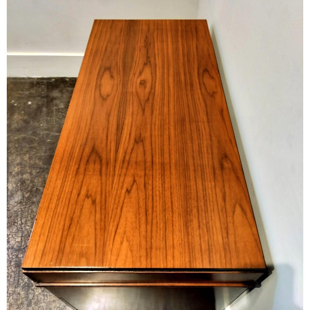 Art Deco Mahogany Desk With Bakelite and Brass Pulls For Sale - Image 9 of 12