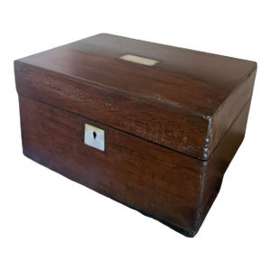 Antique Mahogany Writing Box, Victorian Document Box, Mother of Pearl Inlay, English Jewelry Box With Secret Drawer