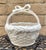 A vintage Italian Blanc De Chine ceramic basket with a decorative basket weave pattern. Grapes and leaves surround the top...