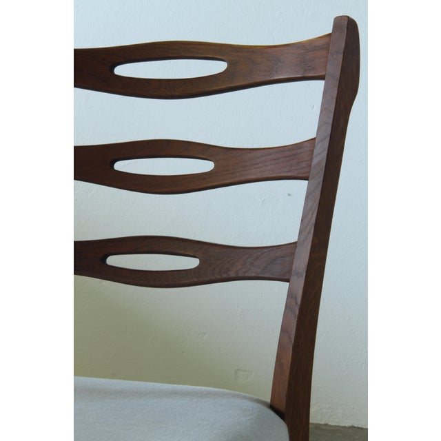 Brutalist Dark Oak Chairs in Light Upholstery, Denmark, 1960s, Set of 6 For Sale - Image 4 of 15
