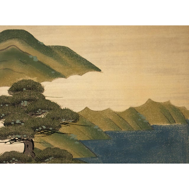 C. 1960s "The Tale of Genji", Showa Era Japanese Painted Silk Byobu Screen For Sale In Dallas - Image 6 of 18