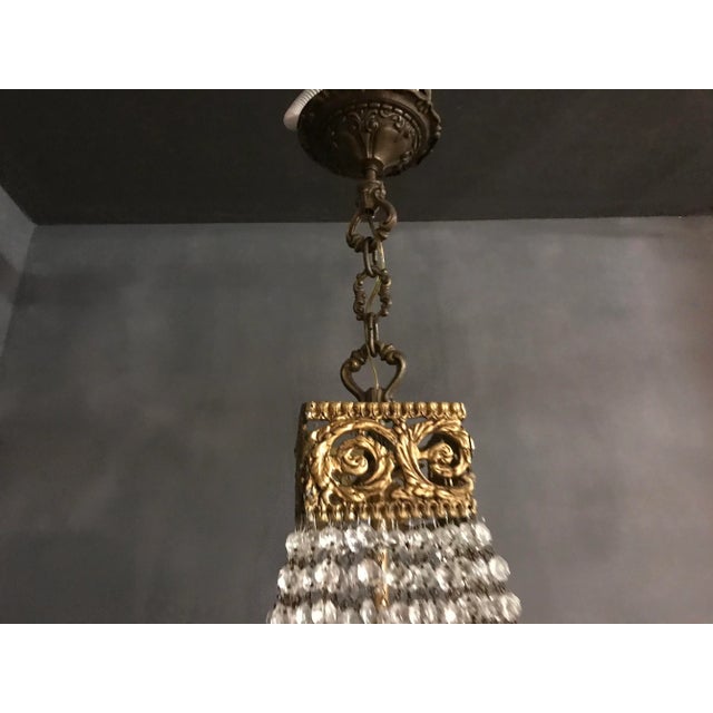 Large Vintage Crystal Chandelier, 1950s For Sale - Image 6 of 10