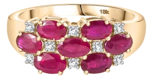 18k Yellow Gold Ruby Ring With Diamond Wedding Ring Size 7
